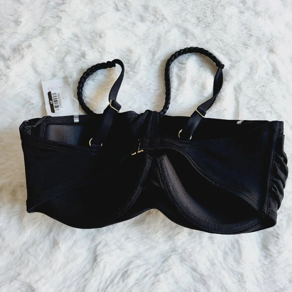 Shade & Shore Women's High Neck Braided Strap Bikini Top (34D) BT7-EA - Picture 3 of 4